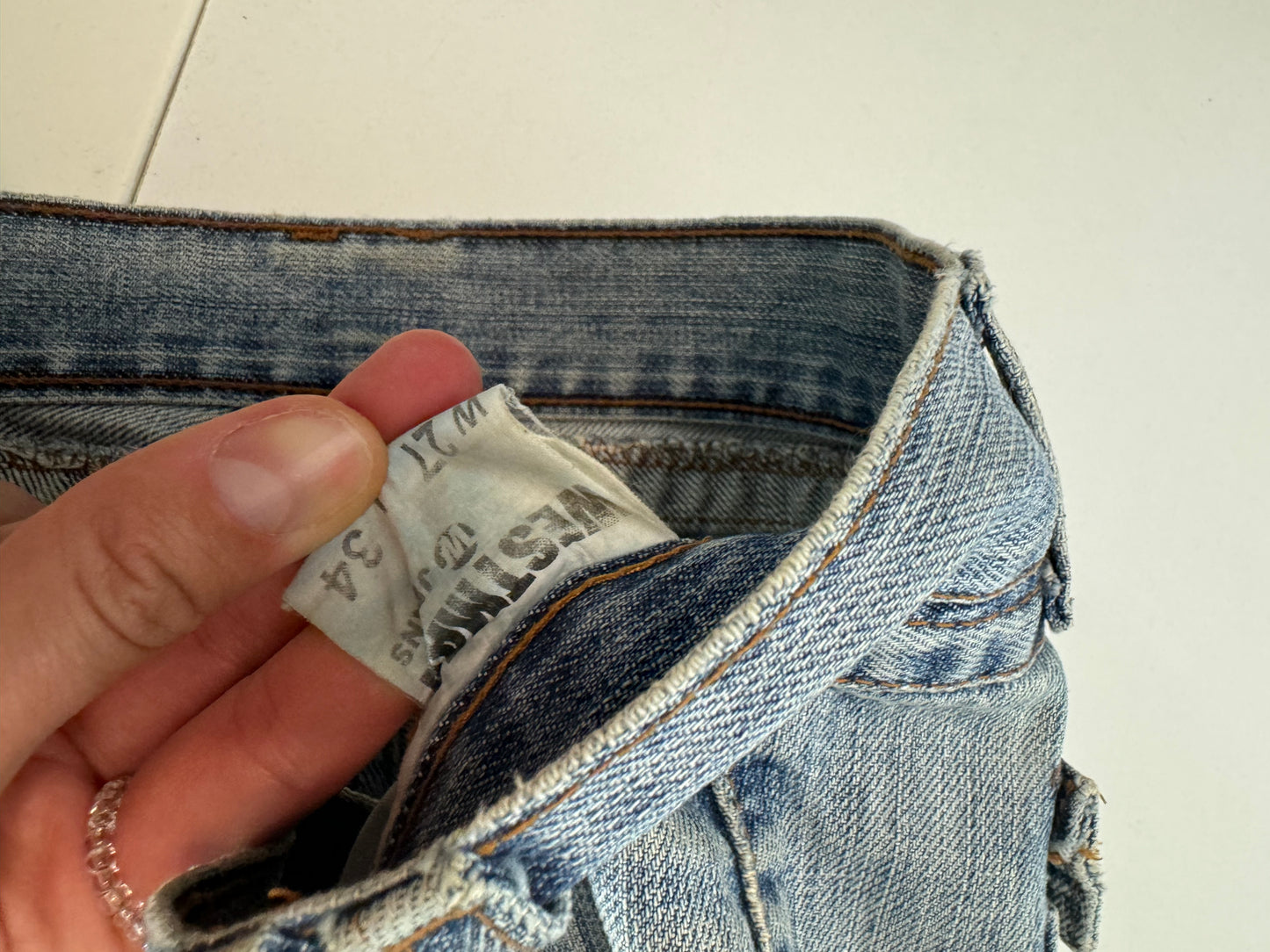 Lågmidjade jeans–stl: S