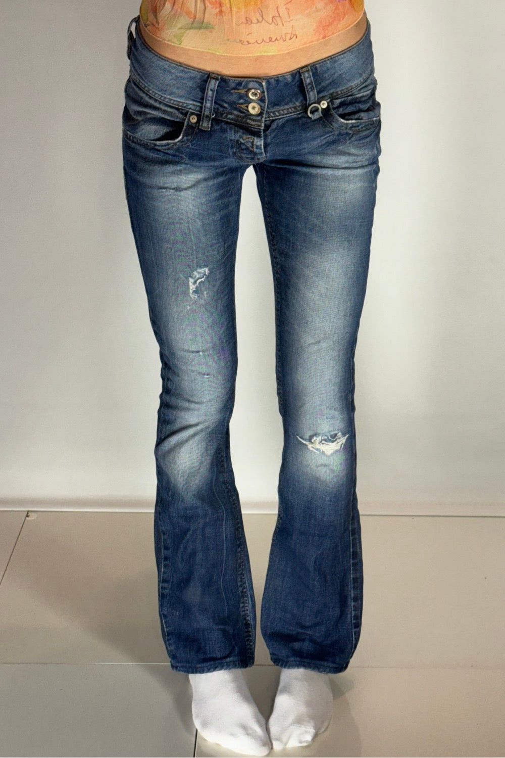 Lågmidjade jeans–stl: S