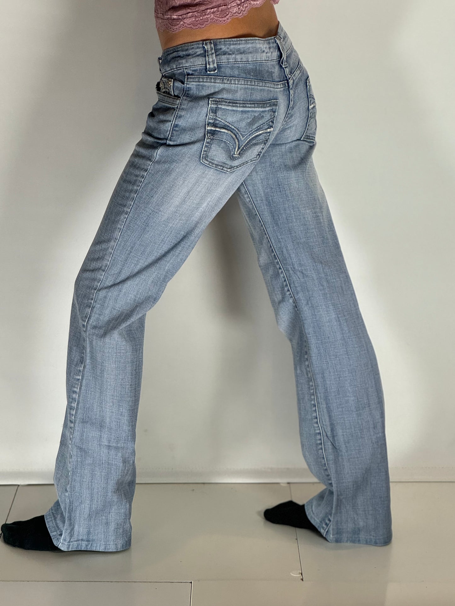 Lågmidjade jeans–stl: S